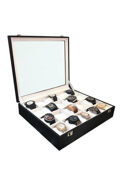 STAND MARKET Кутия за часовник, 20 броя, черно-бяла, вътре