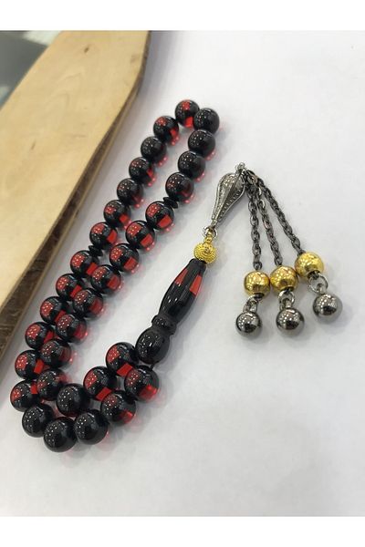 Sultan Telkari Red Vernier Model Globe Cut Powder Amber Prayer Beads