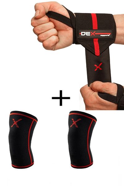 Dex Supports Lasting Energy Fitness Sports Bracelet Elite Wrist Wraps+Sports Knee Sleeve Knee Sleeve 2 Pack