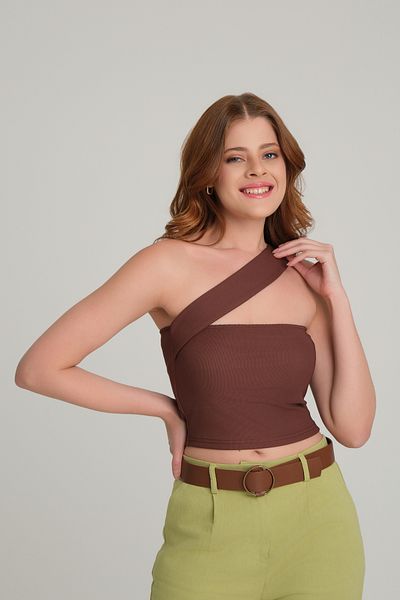 Quzu One Shoulder Banded Blouse