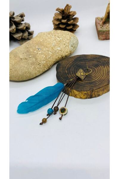 Porsuk Alternatif El Yapımı Etnik Otantik Hippi Bohem Tüy Tek Küpe