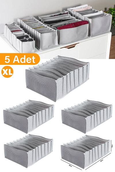 Serstil 5 τεμ. - 8 Διαμερίσματα Anthracite Organizer συρταριών – XLarge