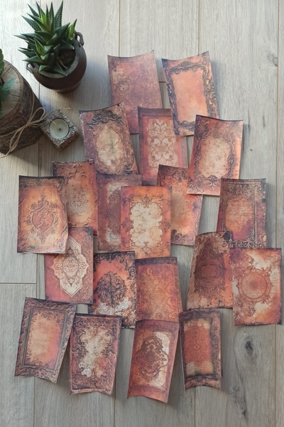 Mona Craftist 20 Adet Eskitme Vintage Kızıl Şal Desen Temalı Scrapbook Kağıt ...