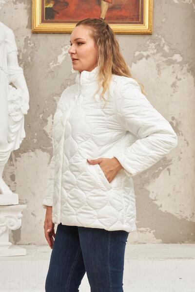 RMG Quilted Plus Size White Coat