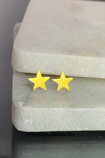 Jaida Moda Women's Gold Star Model Steel Stud Earrings