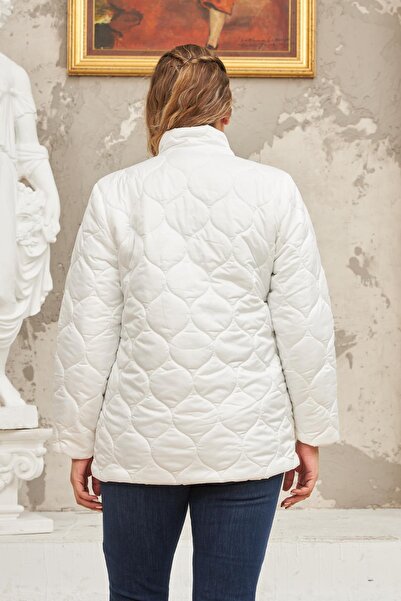 RMG Quilted Plus Size White Coat