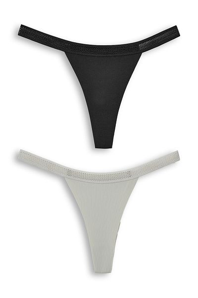 HNX Laser Cut 2-Piece Women's Thong Panties - Honeycomb Rubber Ghost