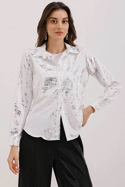 Bigdart 3964 Lightly Flowing Satin Shirt - Silver