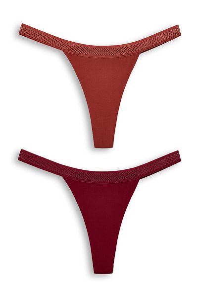 HNX Laser Cut 2-Piece Women's Thong Panties - Honeycomb Rubber Ghost