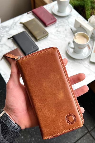 CüzCan Πορτοφόλι Leo Tan Unisex από γνήσιο δέρμα με θήκη τηλεφώνου