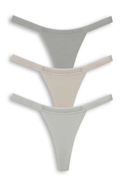 HNX 3-Piece Interlock Laser Cut Honeycomb Rubber Ghost Women's Thong Panties