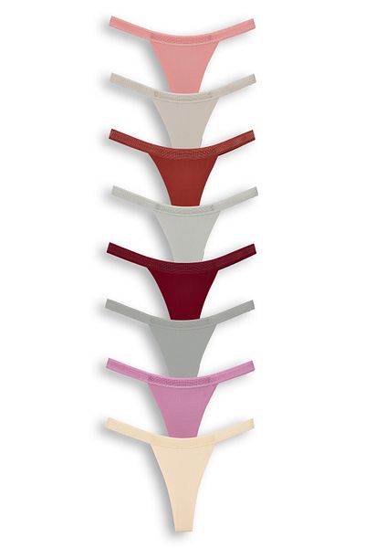 HNX 8-Piece Laser Cut Honeycomb Elastic Women's Thong Pants Set