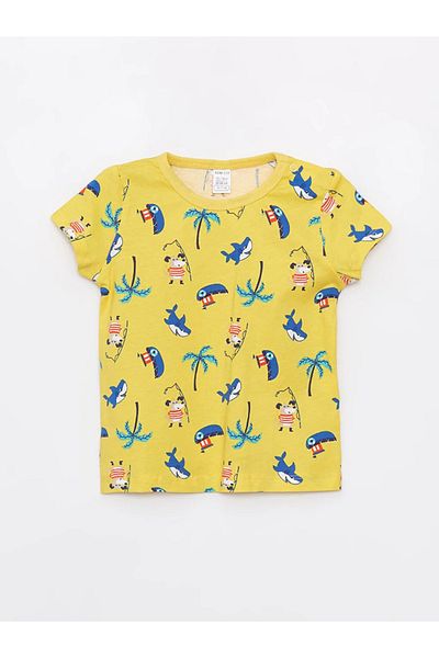 LC Waikiki LCW ECO Crew Neck Short Sleeve Printed Baby Boy Pajamas Set with Shorts