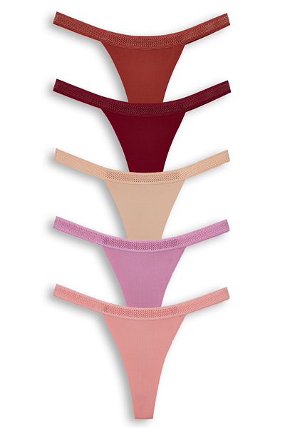 HNX 5-Piece Interlock Laser Cut Honeycomb Rubber Ghost Women's Thong Panties