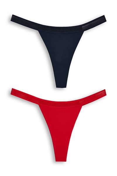 HNX Laser Cut 2-Piece Women's Thong Panties - Honeycomb Rubber Ghost