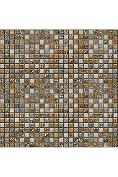 Dekoros Kahverengi Mozaik Desenli Yapışkanlı Folyo Fayans Görünümlü Masa Teza Aharası Kaplama 45x500cm 0324