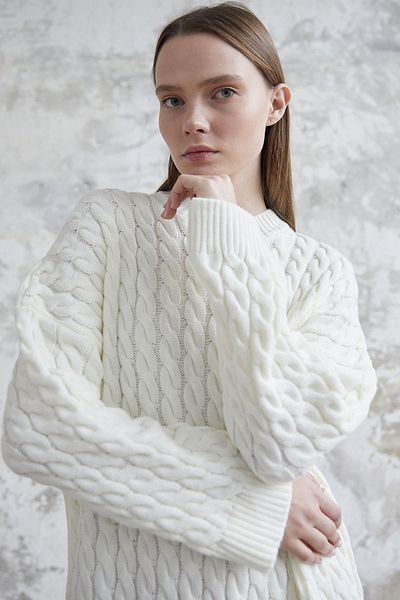 InStyle Everly Knitted Patterned Knitwear Dress - Crem