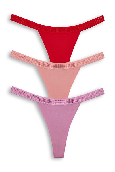 HNX 3-Piece Interlock Laser Cut Honeycomb Rubber Ghost Women's Thong Panties