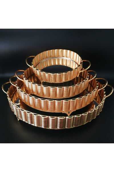 HİLALKRİSTAL صينية شوكولاتة مطلية بالذهب، صينية عرض مرآة