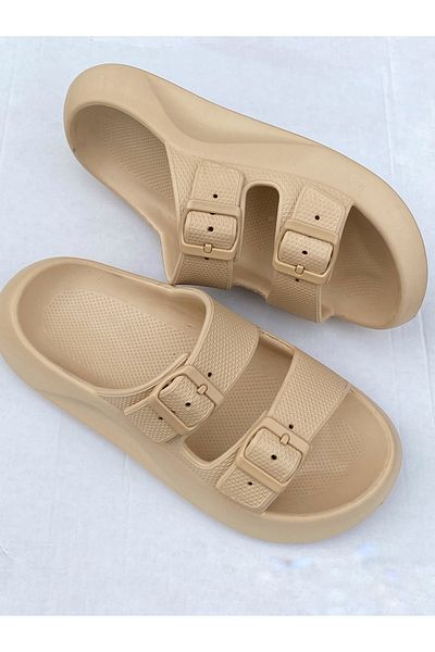 Defa Trend Platform Light Sole Space Yeezy Double Buckle Beach Pool Casual Παντόφλες (Πολύ φαρδιά εφαρμογή)