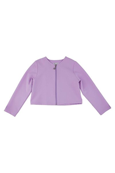 best kids Kız Çocuk Lila Fermuarlı Crop Ceket