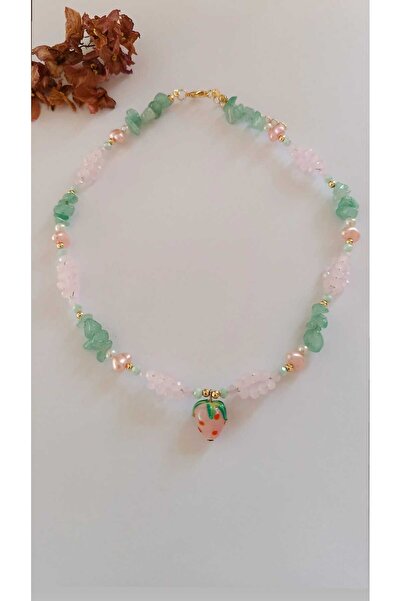 Fata Morgana Accessory Murano Pembe Çilek Uçlu Aventurin Taşlı İncili Boncukl...