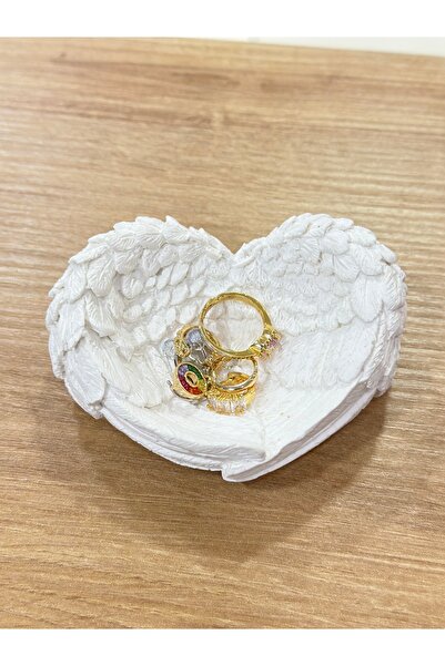 FREE Taş Melek Kanat Model Kalpli Dekoratif Takı Tabağı