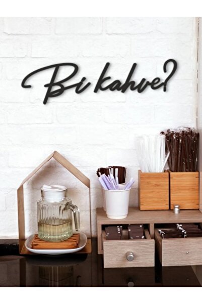Black Wooden Bi Coffee Wall Decor - 60x20cm For Kitchen Cafe Coffee Corner