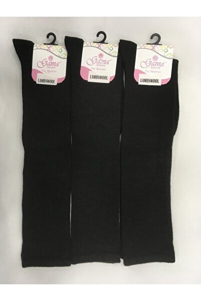 Gama Çorap 3 Adet Hakiki Kuzu Yünü Uzun Diz Altı Kalın Kışlık Kadın Çorabı