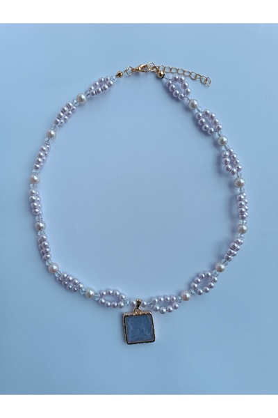 Fata Morgana Accessory Lila Otantik Kolye Uçlu İncili Tasarım Kolye