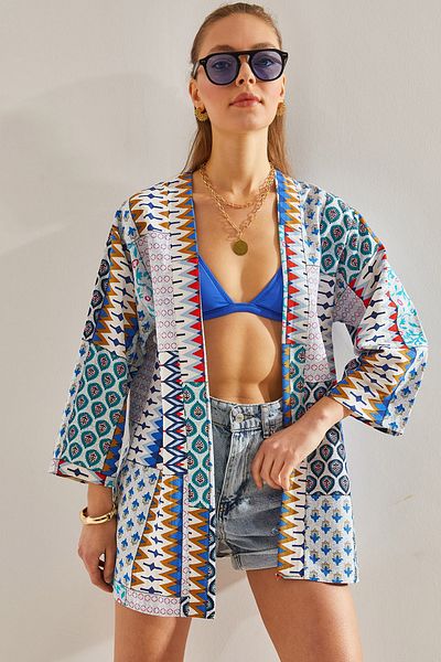 Bianco Lucci Damen-Kimono mit mehreren Mustern