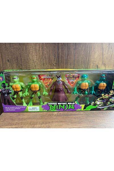 scntoys NİNJA KAPLUMBAĞA FİGÜR Işıklı 4 Ninja Kaplumbağa 12cm Ve Sprinter Ayakta Durur Savaş Aletli