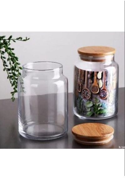 ŞAKİLATA CONCEPT 2-Piece Glass Jar with Wooden Lid 0.8 Lt Fma05223 800 ml Storage Container
