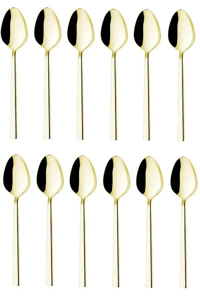 Selenica 12 Piece Titanium Plated Gold Stainless Steel Luxury Teaspoon Set
