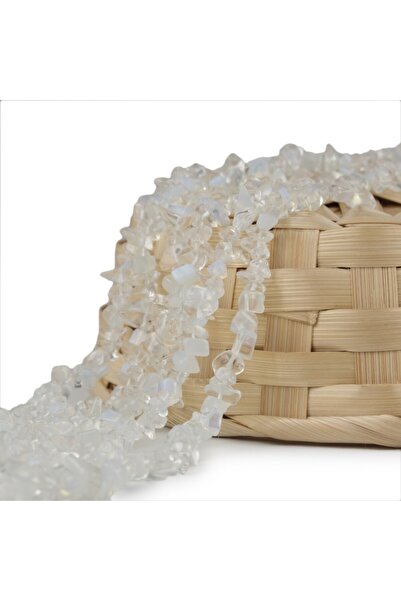 Deevy Γνήσια χάντρες από φυσική πέτρα Moonstone (Οπάλιο) σε σειρά 75 εκ. 1 σειρά