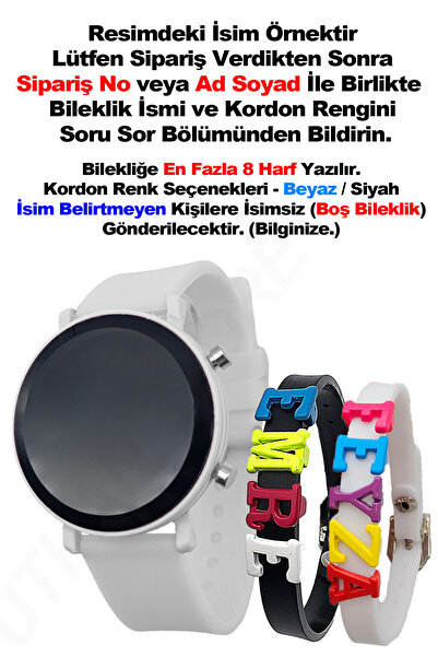 tutkanstore Dijital Saat Su Geçirmez Çocuk Saati İsme Özel Bileklik Hediyeli ...