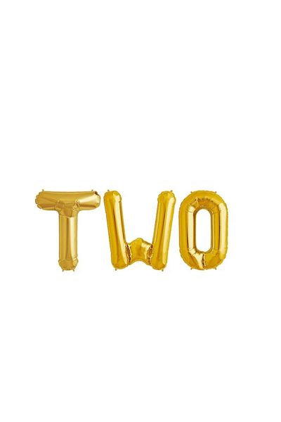 asöy 2 Years Old Two Foil Balloons ^36 cm Gold Color Two Years Old Balloons