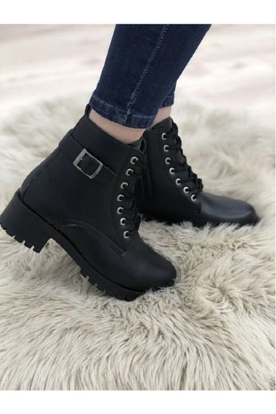 HKM shoes Μπότες με κορδόνια με αντιολισθητική σόλα με φερμουάρ Trend Fashion Κομψή γυναικεία πόρπη Λεπτομερείς δερμάτινες καθημερινές χειμερινές μπότες