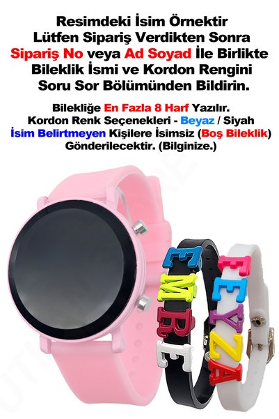 tutkanstore Dijital Saat Su Geçirmez Çocuk Saati Isme Özel Bileklik Hediyeli ...