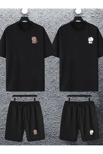 FULL TOLERANCE SEVGİLİ ÇİFT KONBİNİ HEDİYE DUDU BUBU BASKILI ŞORT T-SHIRT TAKIMI