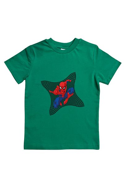 SPIDERMAN лятна детска тениска от памучен пениран плат с щампа на човек паяк