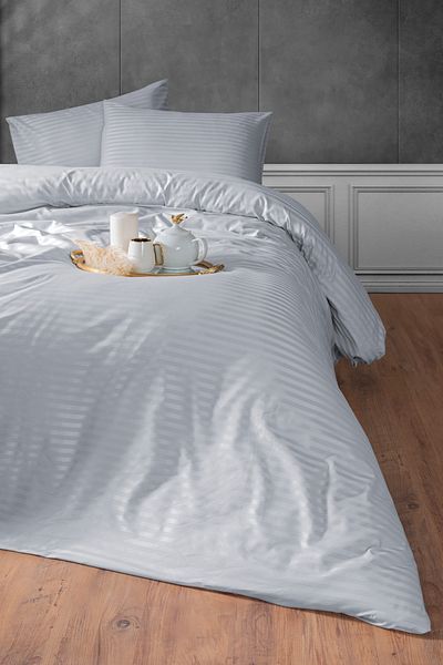 Salbace Set cuvertură dublă din satin de bumbac gri