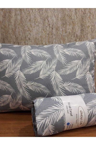üntaş Cearșaf dublu elastic 160x200 Life Blue Feather + 2 Fețe de pernă Ecmavitüy160