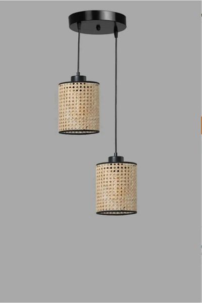 retro home design Original Hazeran Wicker Rattan Pendant Lamp Living Room Kitchen Modern Chandelier