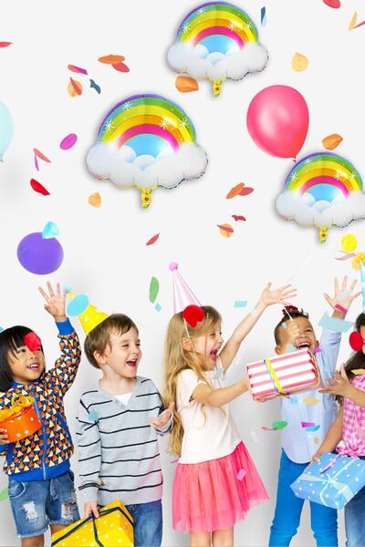 Parti dolabı Rainbow And Cloud Foil Balloon 60cm