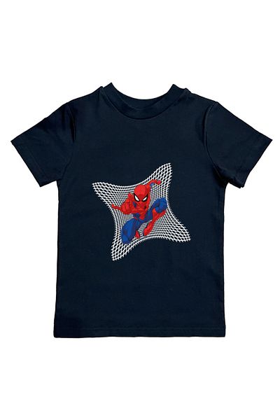 SPIDERMAN лятна детска тениска от памучен пениран плат с щампа на човек паяк