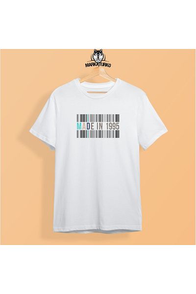 MarkaTurko Fabricat în 1995 Tricou unisex din bumbac pieptănat alb cu design special 2405-b154