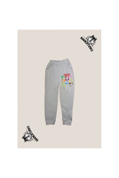 MarkaTurko Nintendo Printed Unisex Special Design Βαμβακερή γκρι παιδική φόρμα 2605-79g