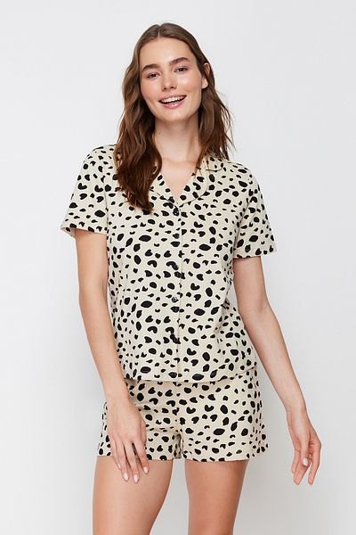 Trendyol Collection Barevné bavlněné šortky s leopardím potiskem - THMSS24PT00025