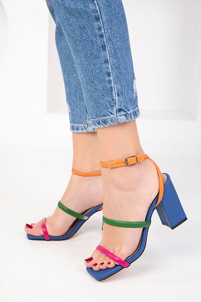 SOHO Blue-Multi Women's Classic Heeled Shoes 17801